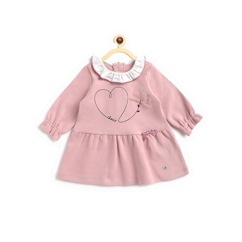 Knitted Long Sleeve Dress with Collar image number 0